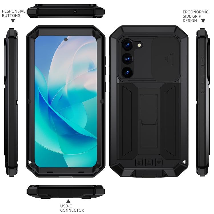 For Samsung Galaxy S23 5G R-JUST Sliding Camera Design Life Water-resistant Dustproof Shockproof Phone Case(Black)