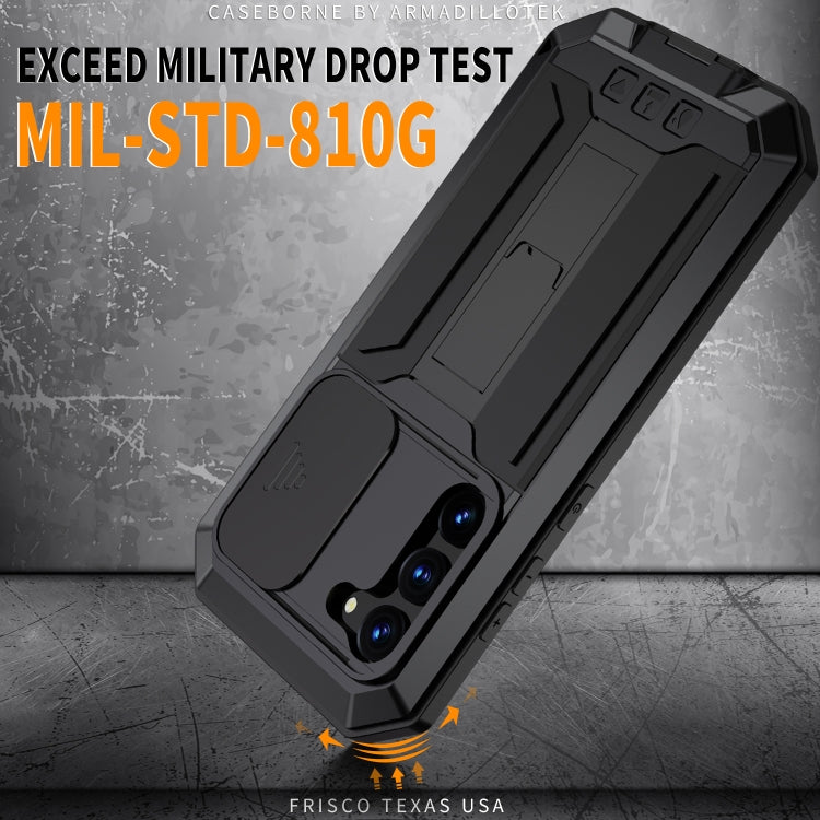 For Samsung Galaxy S23 5G R-JUST Sliding Camera Design Life Waterproof Dustproof Shockproof Phone Case(Black) - free shipping - PMC Jewellery - Order now!