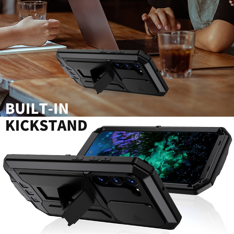 For Samsung Galaxy S23+ 5G R-JUST Sliding Camera Design Life Waterproof Dustproof Shockproof Phone Case(Black) - free shipping - PMC TechLife - Order now!