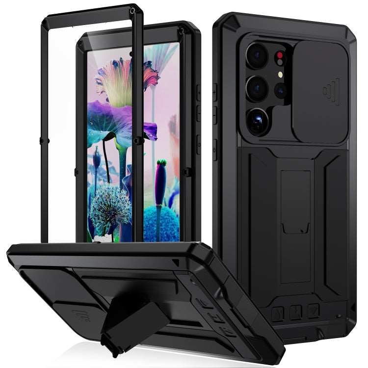 For Samsung Galaxy S23 Ultra 5G R-JUST Sliding Camera Design Life Water-resistant Dustproof Shockproof Phone Case(Black)