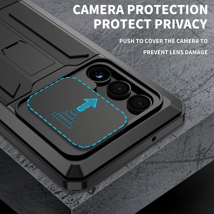 For Samsung Galaxy S23 Ultra 5G R-JUST Sliding Camera Design Life Water-resistant Dustproof Shockproof Phone Case(Black)