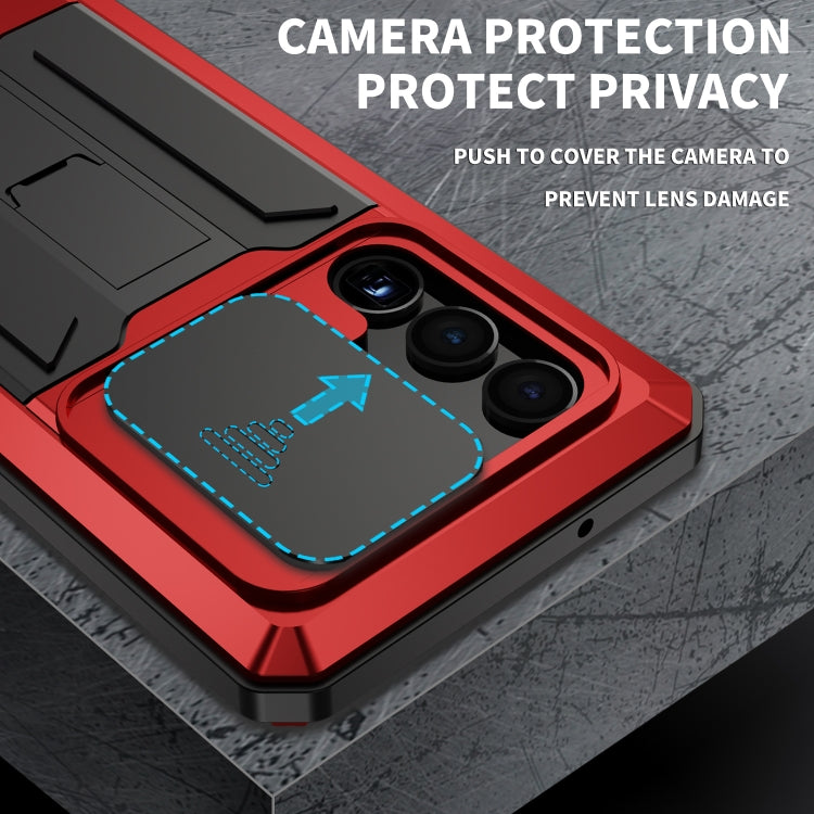 For Samsung Galaxy S23 Ultra 5G R-JUST Sliding Camera Design Life Water-resistant Dustproof Shockproof Phone Case(Red)