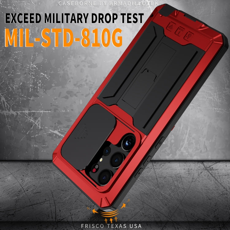 For Samsung Galaxy S23 Ultra 5G R-JUST Sliding Camera Design Life Water-resistant Dustproof Shockproof Phone Case(Red)