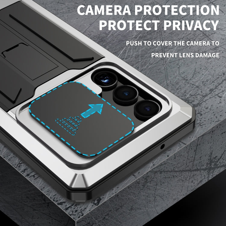 For Samsung Galaxy S23 Ultra 5G R-JUST Sliding Camera Design Life Water-resistant Dustproof Shockproof Phone Case(Silver)