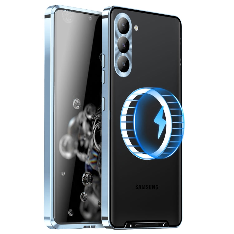 For Samsung Galaxy S23+ 5G MagSafe Magnetic Frosted Metal Phone Case(Blue)