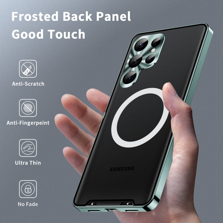 For Samsung Galaxy S23 Ultra 5G MagSafe Magnetic Frosted Metal Phone Case(Green)