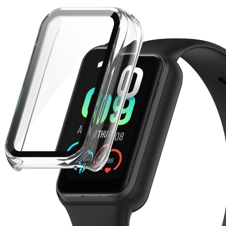 For Amazfit Band 7 PC + Tempered Glass Integrated Protective Watch Case(Transparent White) - free shipping - PMC Jewellery - Order now!