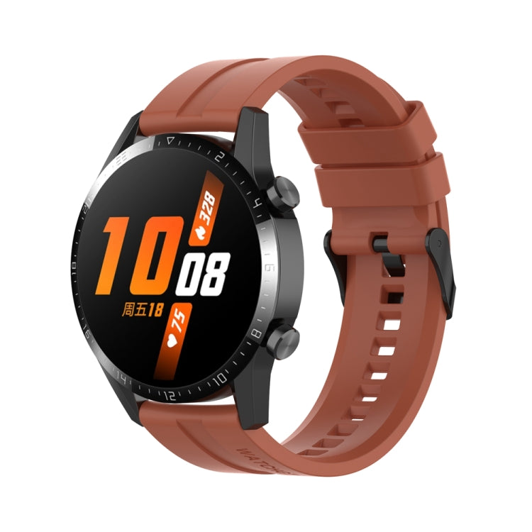 For Huawei Watch 3 Pro New 20mm Silicone Black Buckle Watch Band(Cabernet Orange)