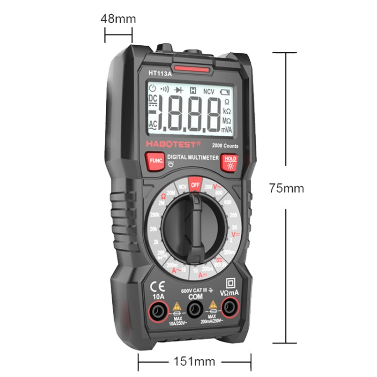 HABOTEST HT113C Automatic Range High-precision Digital Multimeter - free shipping - PMC Jewellery - Order now!