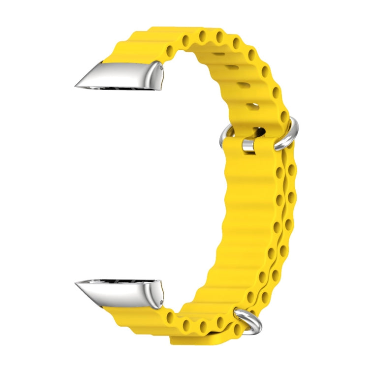 For Huawei Band 6 / Honor Band 6 / 7 MIJOBS CS Marine Silicone Breathable Watch Band(Yellow Silver)