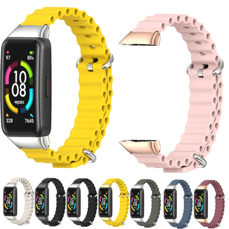 For Huawei Band 7 / 7 NFC MIJOBS CS Marine Silicone Breathable Watch Band(Yellow Silver) - Watch Bands by MIJOBS | Online Shopping South Africa | PMC TechLife | Buy Now Pay Later Mobicred