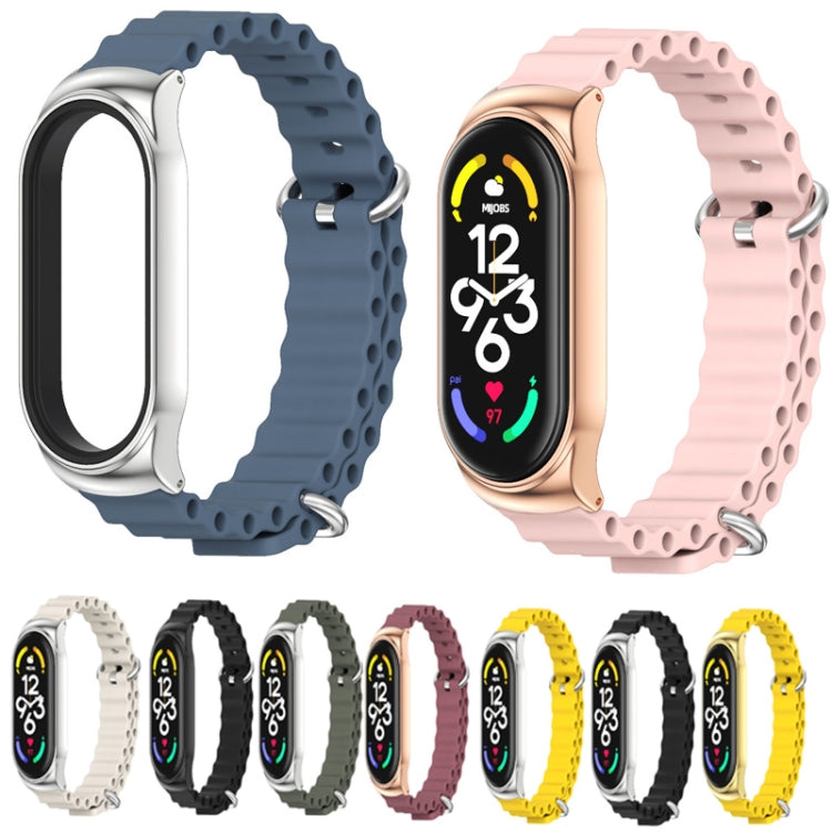 For Xiaomi Mi Band 7 / 7 NFC MIJOBS CS Marine Silicone Breathable Watch Band(Yellow Silver)