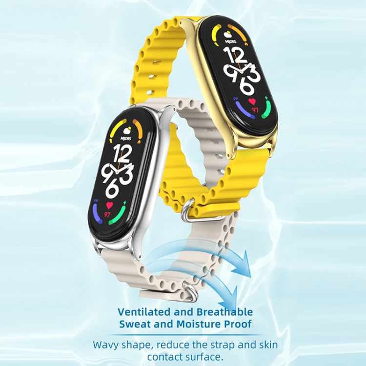 For Xiaomi Mi Band 6 / 5 / 4 / 3 MIJOBS PLUS Marine Silicone Breathable Watch Band(Yellow Gold) - Watch Bands by MIJOBS | Online Shopping South Africa | PMC TechLife | Buy Now Pay Later Mobicred