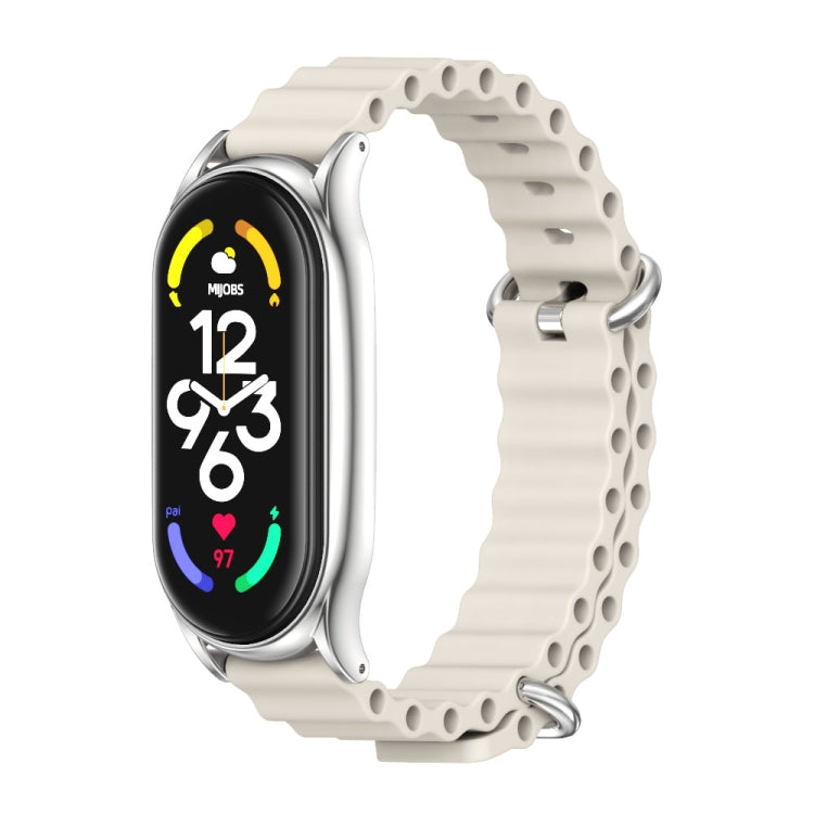 For Xiaomi Mi Band 7 / 7 NFC MIJOBS PLUS Marine Silicone Breathable Watch Band(Grey Silver)