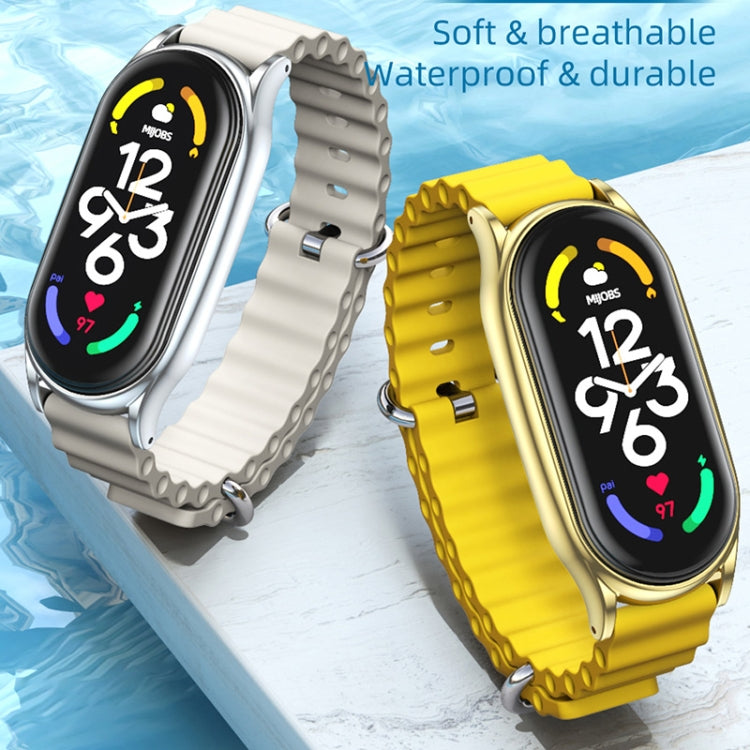 For Xiaomi Mi Band 7 / 7 NFC MIJOBS PLUS Marine Silicone Breathable Watch Band(Space Blue Silver) - Watch Bands by MIJOBS