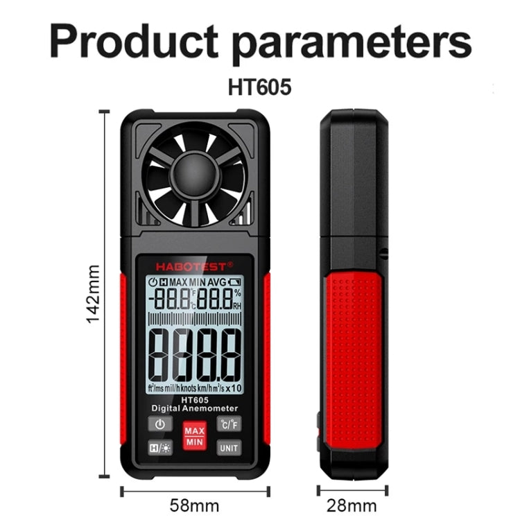 HABOTEST HT605 Portable Intelligent Digital Display Handheld Wind Speed Tester