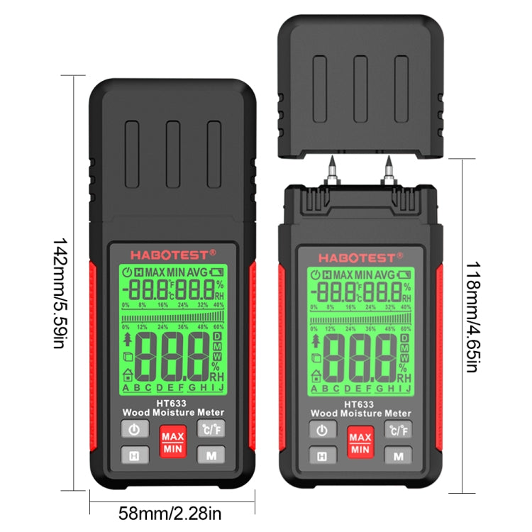 HABOTEST HT633 Portable Multifunctional Digital Display Wood Moisture Detector