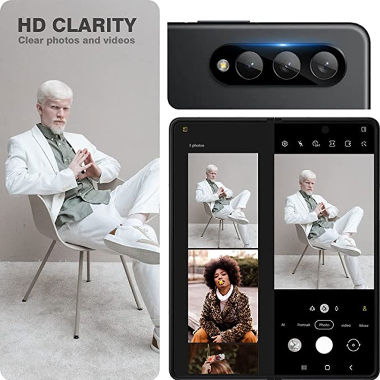 For Samsung Galaxy Z Fold3 5G Integrated Rear Camera Lens Tempered Glass Film(Black) - free shipping - PMC Jewellery - Order now!
