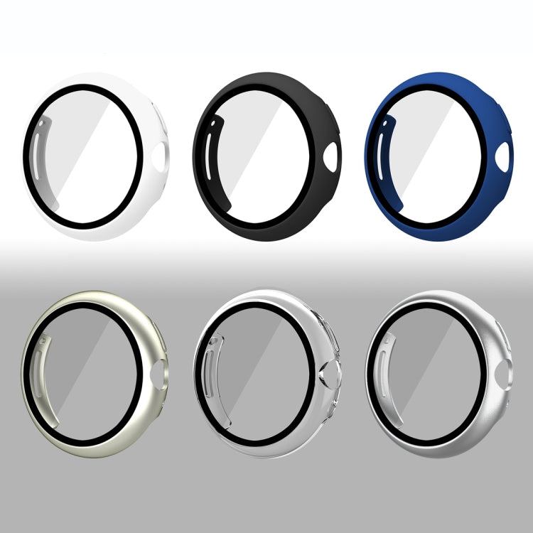 For Google Pixel Watch Frosted PC Frame Tempered Film Integrated Watch Protective Case(Starlight Silver)