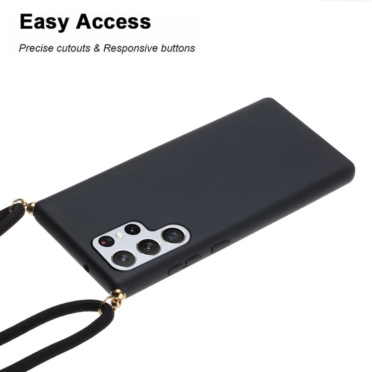 For Samsung Galaxy S23 Ultra 5G Wheat Straw Material + TPU Protective Case with Lanyard(Black) - free shipping - PMC Jewellery - Order now!
