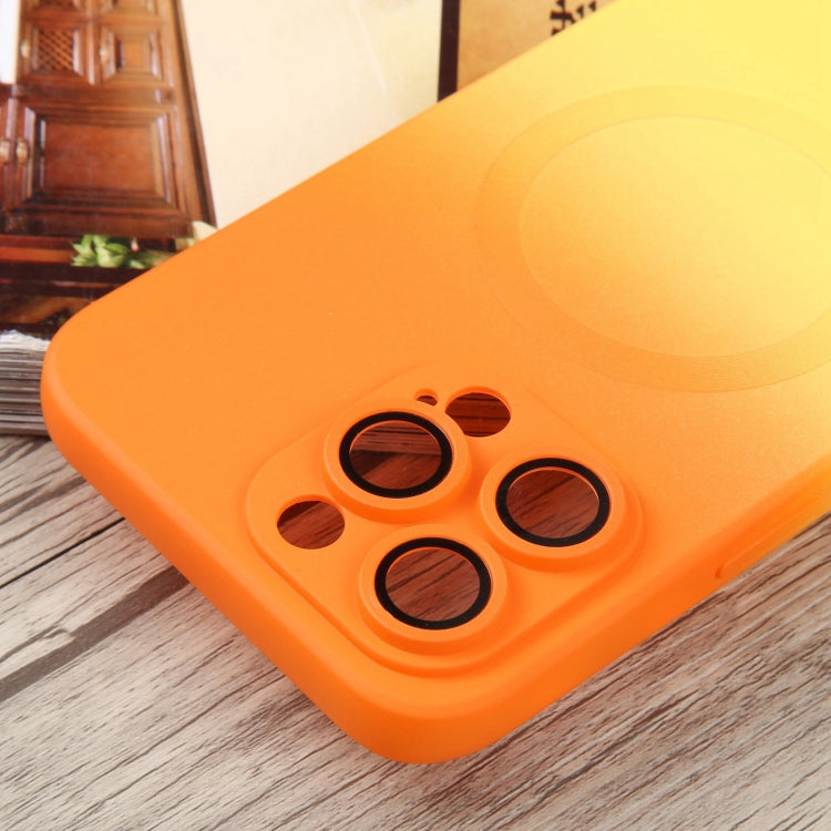 For iPhone 14 Liquid TPU Silicone Gradient MagSafe Phone Case(Orange Yellow) - free shipping - PMC TechLife - Order now!