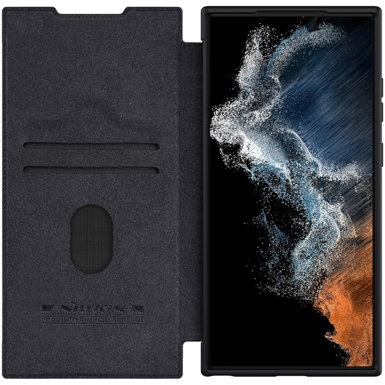 For Samsung Galaxy S23 Ultra 5G NILLKIN QIN Series Pro Sliding Camera Cover Design Leather Phone Case(Black)