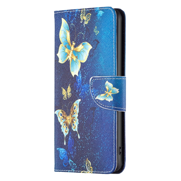 For Xiaomi Redmi 12C Colored Drawing Pattern Leather Phone Case(Gold Butterfly)