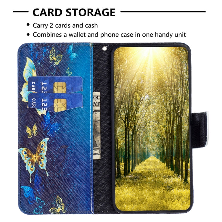 For Xiaomi Redmi 12C Colored Drawing Pattern Leather Phone Case(Gold Butterfly)