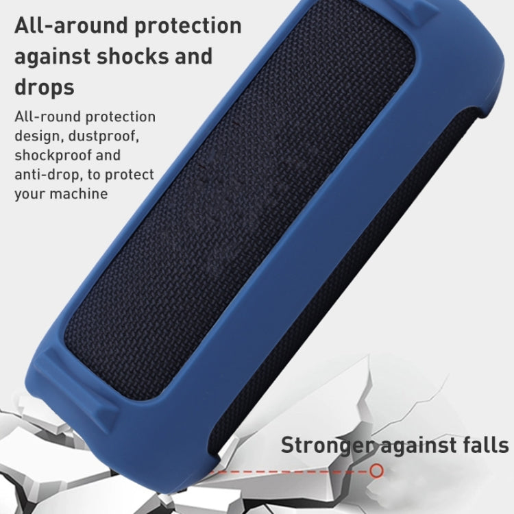 For JBL Flip 6 Bluetooth Speaker Portable Silicone Case with Shoulder Strap(Blue)