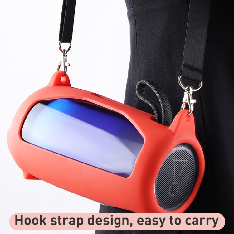 For JBL Pulse 5 Colorful Light Effect Bluetooth Speaker Silicone Case with Shoulder Strap(Blue)