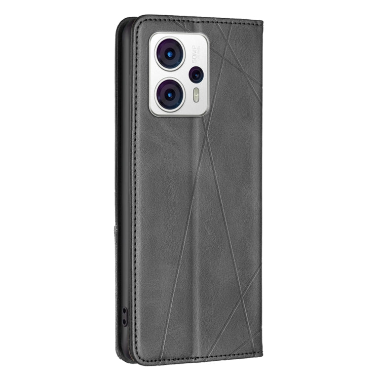 For Motorola Moto G13 4G/G23 4G/G53 5G Prismatic Invisible Magnetic Leather Phone Case(Black)