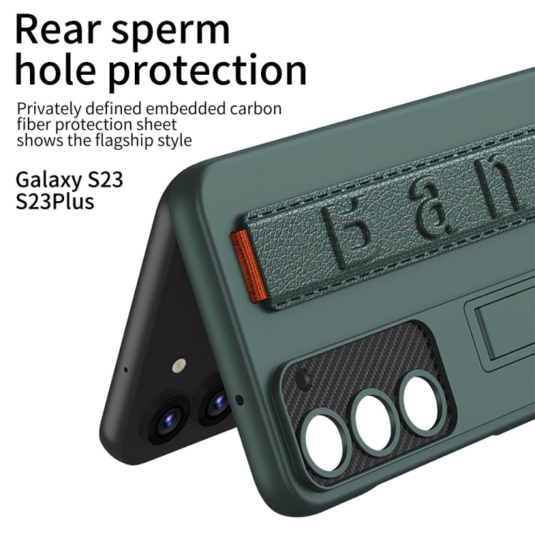 For Samsung Galaxy S23+ 5G GKK Ultra-thin Wristband Shockproof Phone Case with Holder(Green)