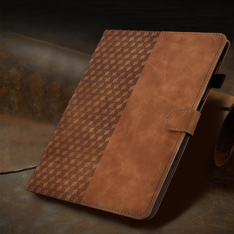 For iPad mini 6 / mini 2024 Rhombus Embossed Leather Smart Tablet Case(Brown)