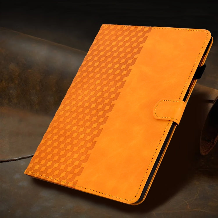 For Samsung Galaxy Tab A7 T500 / T505 2020 Rhombus Embossed Leather Smart Tablet Case(Khaki)