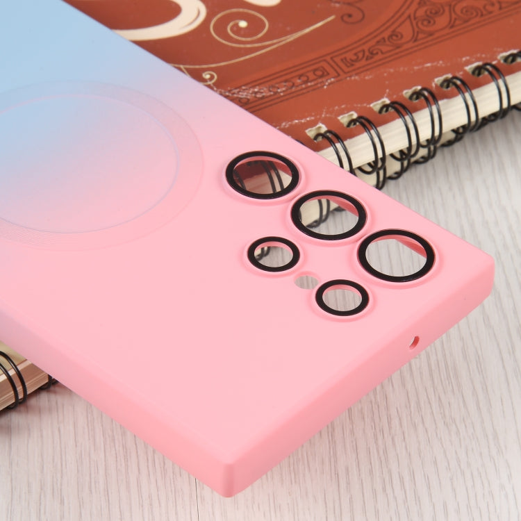 For Samsung Galaxy S23+ 5G Liquid TPU Silicone Gradient MagSafe Phone Case(Pink Blue)