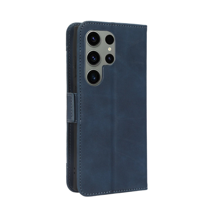 For Samsung Galaxy S23 Ultra 5G Skin Feel Calf Texture Card Slots Leather Phone Case(Blue)