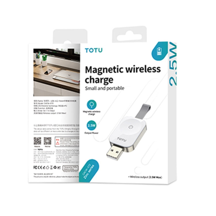 For Apple Watch TOTUDESIGN Watch Wireless Magnetic Charger, Interface:USB-A(White) - Charger / Holder by TOTUDESIGN | Online Shopping South Africa | PMC Jewellery | Buy Now Pay Later Mobicred
