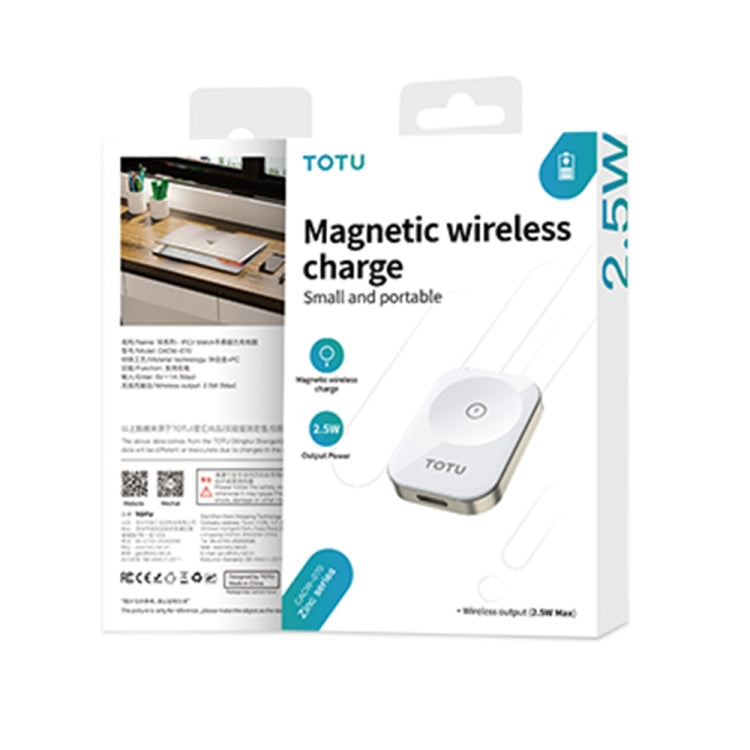 For Apple Watch TOTUDESIGN Watch Wireless Magnetic Charger, Interface:8 Pin(White) - Charger / Holder by TOTUDESIGN | Online Shopping South Africa | PMC Jewellery | Buy Now Pay Later Mobicred