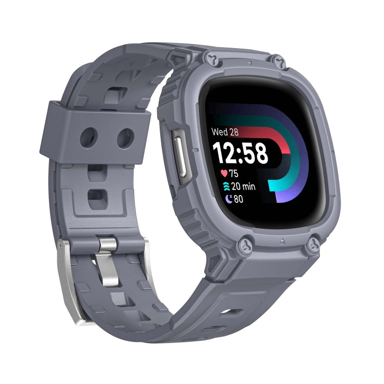 For Fitbit Versa 4 / 3 / Sense 2 / Sense 1 Armor Integrated TPU Watch Band(Grey) - Watch Bands by PMC Jewellery | Online Shopping South Africa | PMC Jewellery | Buy Now Pay Later Mobicred