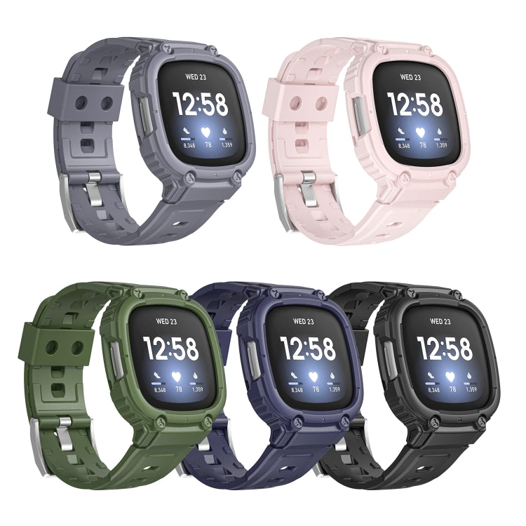 For Fitbit Versa 4 / 3 / Sense 2 / Sense 1 Armor Integrated TPU Watch Band(Grey) - Watch Bands by PMC Jewellery | Online Shopping South Africa | PMC Jewellery | Buy Now Pay Later Mobicred