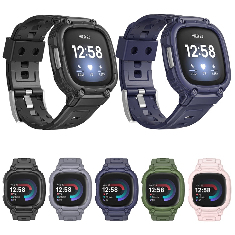 For Fitbit Versa 4 / 3 / Sense 2 / Sense 1 Armor Integrated TPU Watch Band(Grey) - Watch Bands by PMC Jewellery | Online Shopping South Africa | PMC Jewellery | Buy Now Pay Later Mobicred