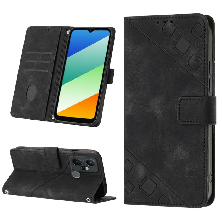 For Infinix Smart 6 Plus X6823 Skin-feel Embossed Leather Phone Case(Black) - free shipping - PMC Jewellery - Order now!