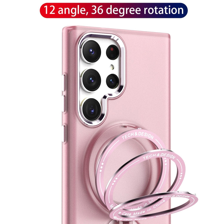 For Samsung Galaxy S22 Ultra 5G 360 Degree Rotation Holder MagSafe Magnetic Phone Case(Black)