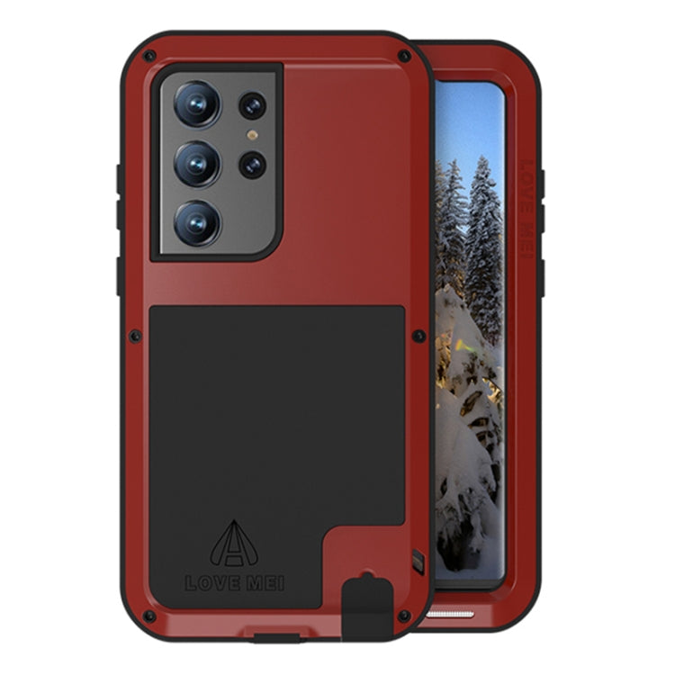 For Samsung Galaxy S23 Ultra 5G LOVE MEI Metal Shockproof Life Water-resistant Dustproof Phone Case(Red)
