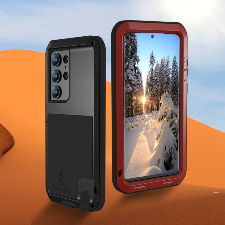 For Samsung Galaxy S23 Ultra 5G LOVE MEI Metal Shockproof Life Water-resistant Dustproof Phone Case(Silver)