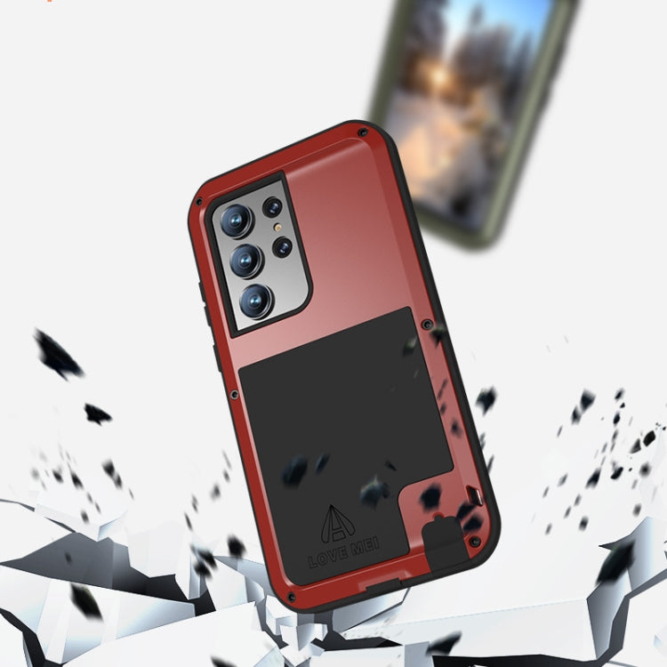 For Samsung Galaxy S23 Ultra 5G LOVE MEI Metal Shockproof Life Water-resistant Dustproof Phone Case(Silver)