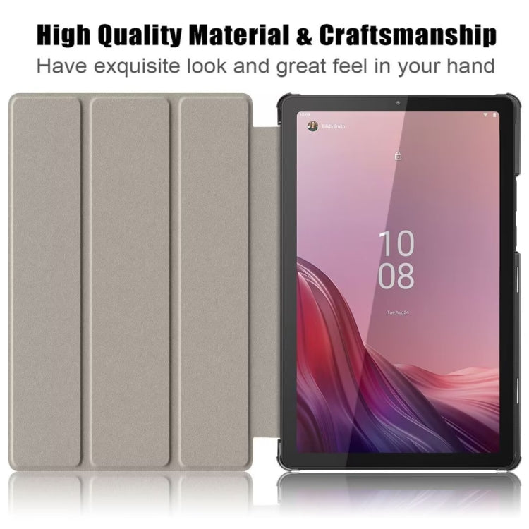 For Lenovo Tab M9 TB-310FU 3-folding Leather Smart Tablet Case(Black)