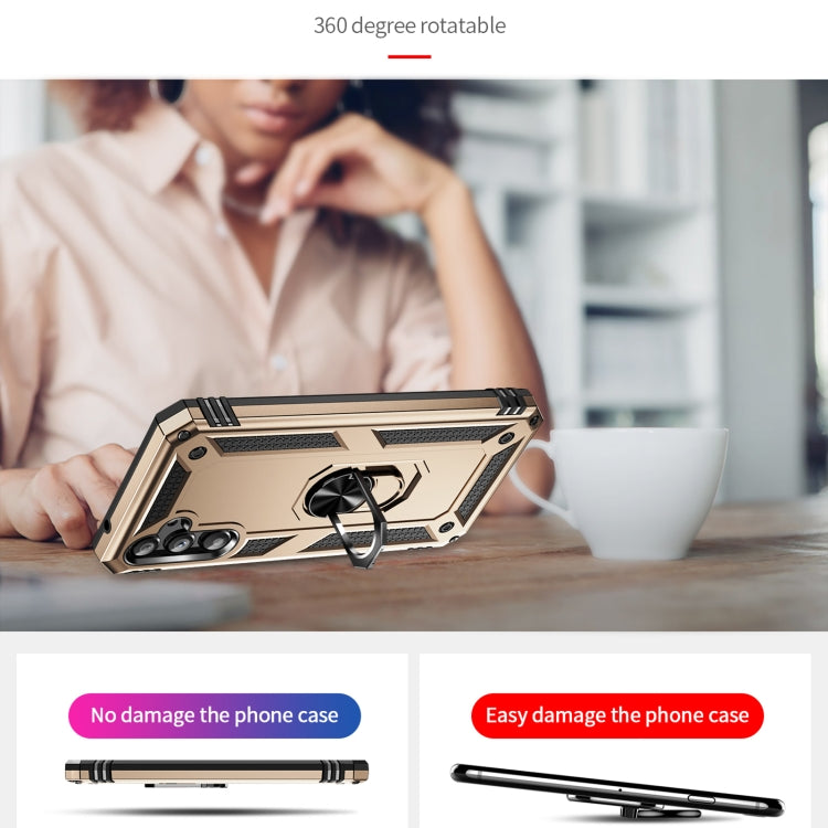 For Samsung Galaxy A34 Shockproof TPU + PC Phone Case with Holder(Gold) - free shipping - PMC TechLife - Order now!