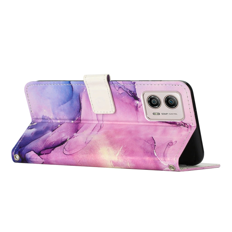 For Motorola Moto G53 5G/G13 4G/G23 4G Painted Marble Pattern Leather Phone Case(Purple)