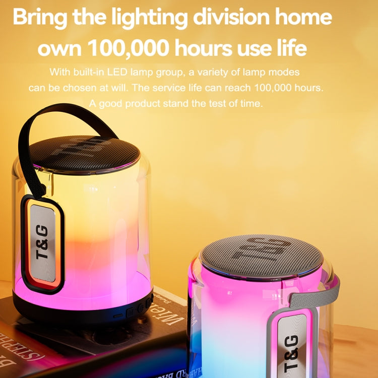 T&G TG376 360 Degree Full Screen LED Light RGB Multicolor Wireless Bluetooth Speaker Subwoofer(Black)